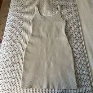 Aritzia Babaton Sculpt Knit Squareneck Mini Dress, Matte Pearl, size M